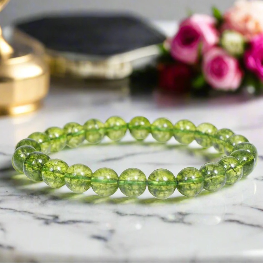 🆕New Peridot Crystal Gemstone Bracelet-8mm